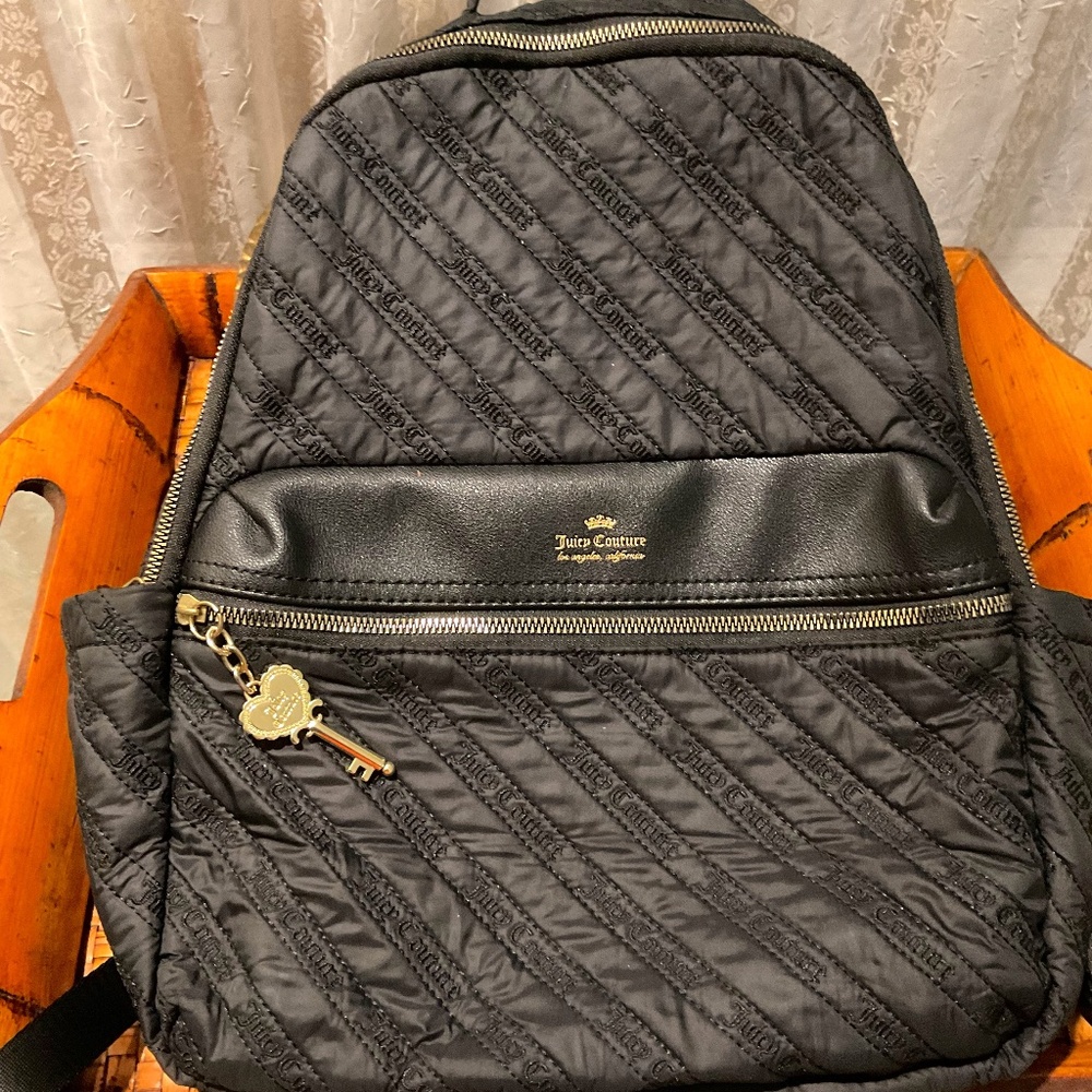 Juicy Couture Rare Cloud Nine Black Quilted Laptop Sleeve Backpack
